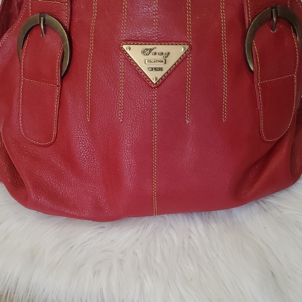 Wenz Luxurious Red Leather Shoulder Bag - Picture 14 of 14